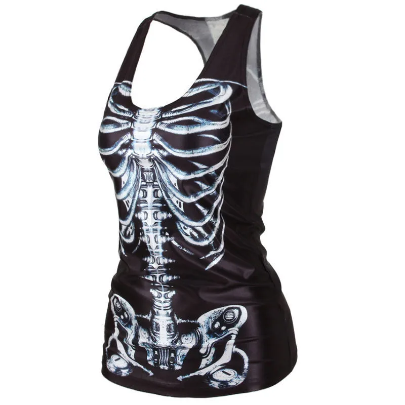 Модные летние топы классные женские 3d жилеты многоцветная Готическая панковская
