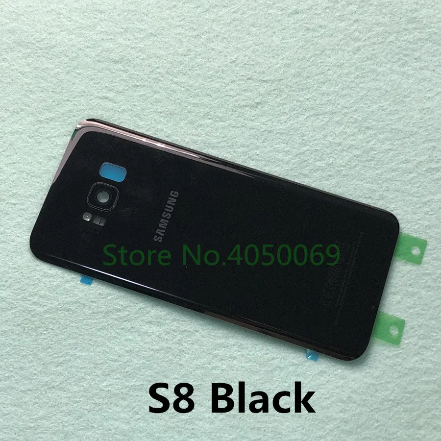 S8 black Задняя стеклянная крышка Корпус Замена батарейного отсека+ рамка для камеры для samsung Galaxy S8 Plus S8+ G955 G955F G950 G950F - Цвет: S8 black