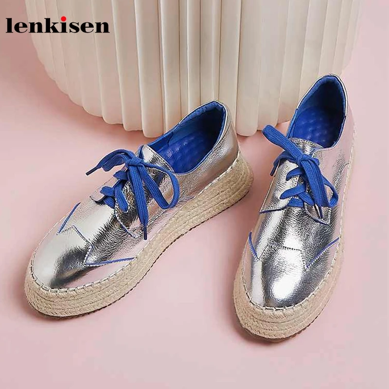 Lenkisen консервативный стиль на шнуровке Модные металлические натуральная кожа