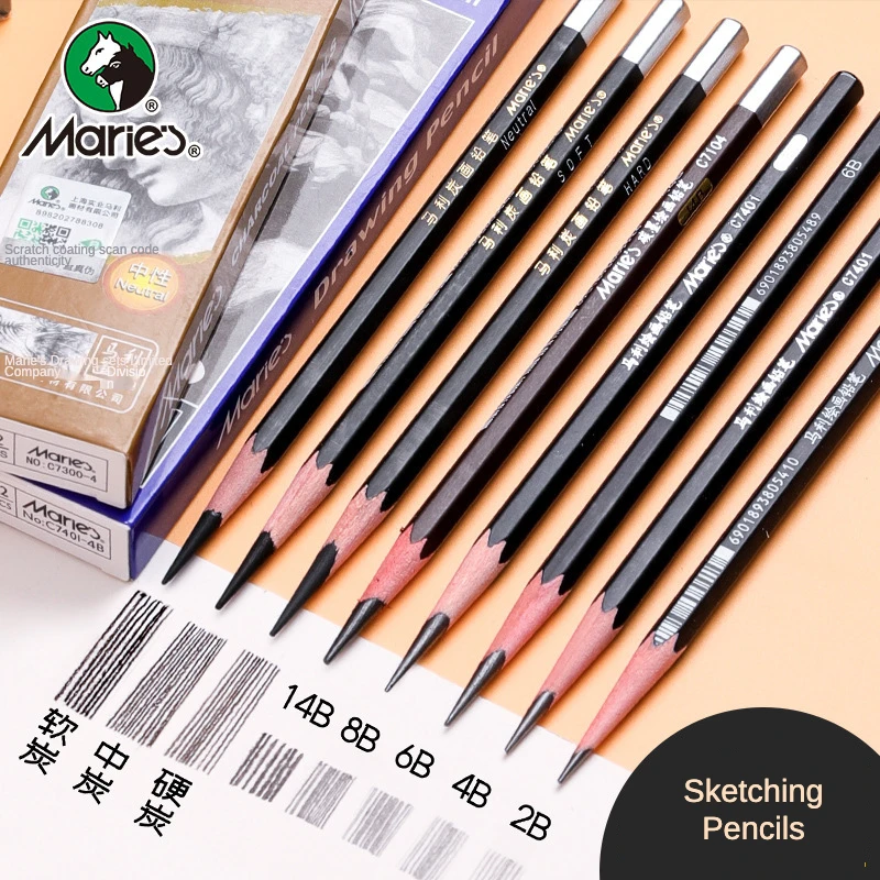 Marie’s 12 Pcs Sketching Drawing Pencils with Box Set for Artists Students Kids Art Supplies School Stationery
