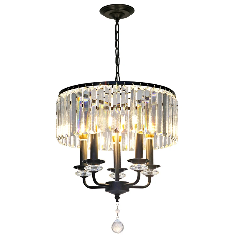 Скандинавские Черные хрустальные люстры D42cm 5L классический светодиодный люстра