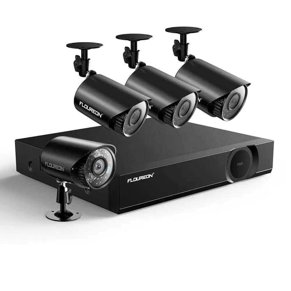 Floureon CCTV камера системы 4CH 1080N DVR рекордер комплект+ 4 шт 720p всепогодный Surveilance камера s обнаружения движения оповещения по электронной почте