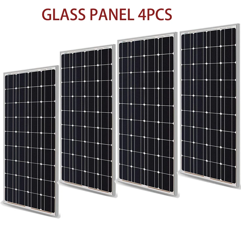 

High Quality 400w 300w 200w Glass Solar Panel 100wPV Module Kit Monocrystalline Solar Cell 12V Solar Battery Charge RV/Home/Boat