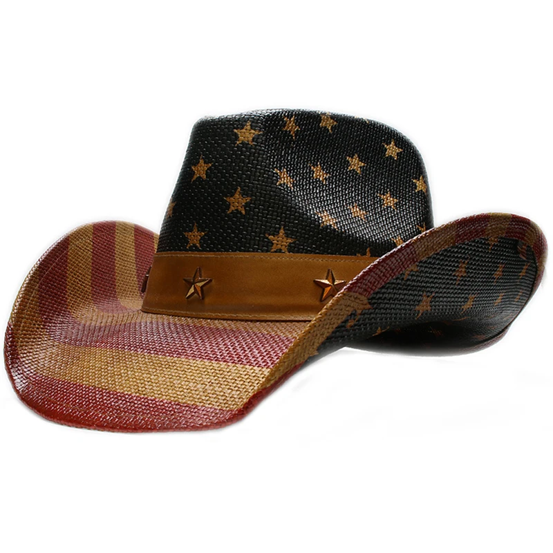 Государственный флаг ретро унисекс жесткий Краски соломенная шляпа с широкими