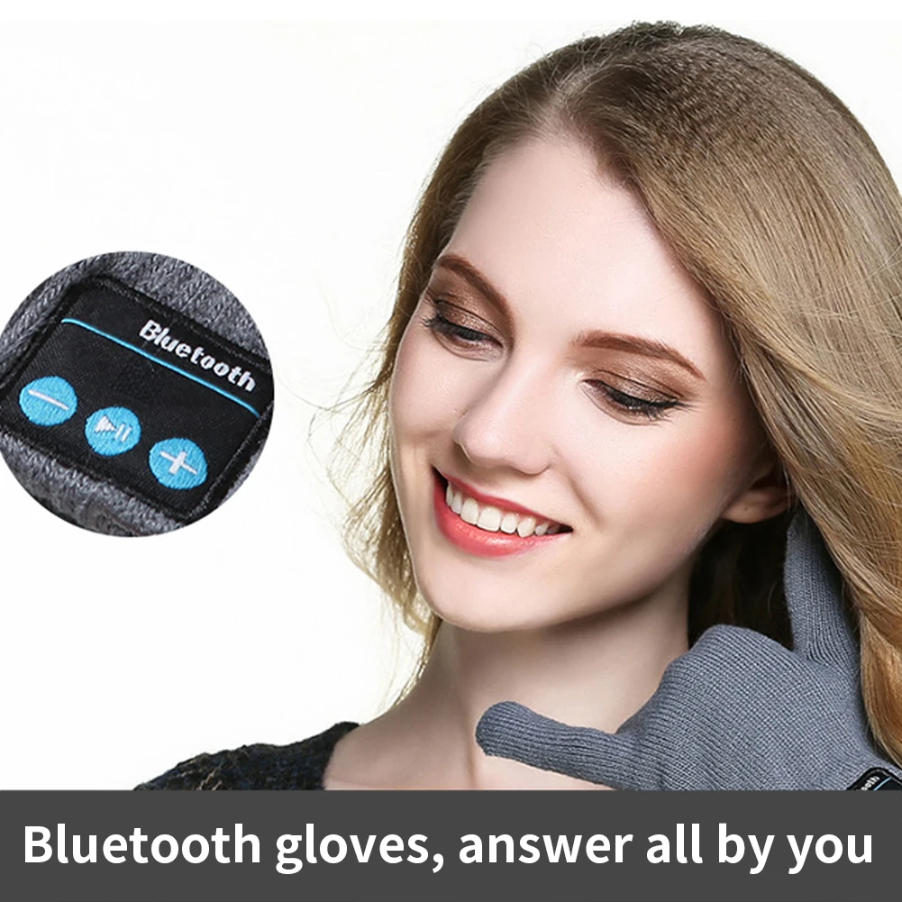 Вязаный теплый Встроенный динамик/микрофон Bluetooth ветронепроницаемые перчатки полезные на открытом воздухе Осень-зима для мобильных телефонов перчатки