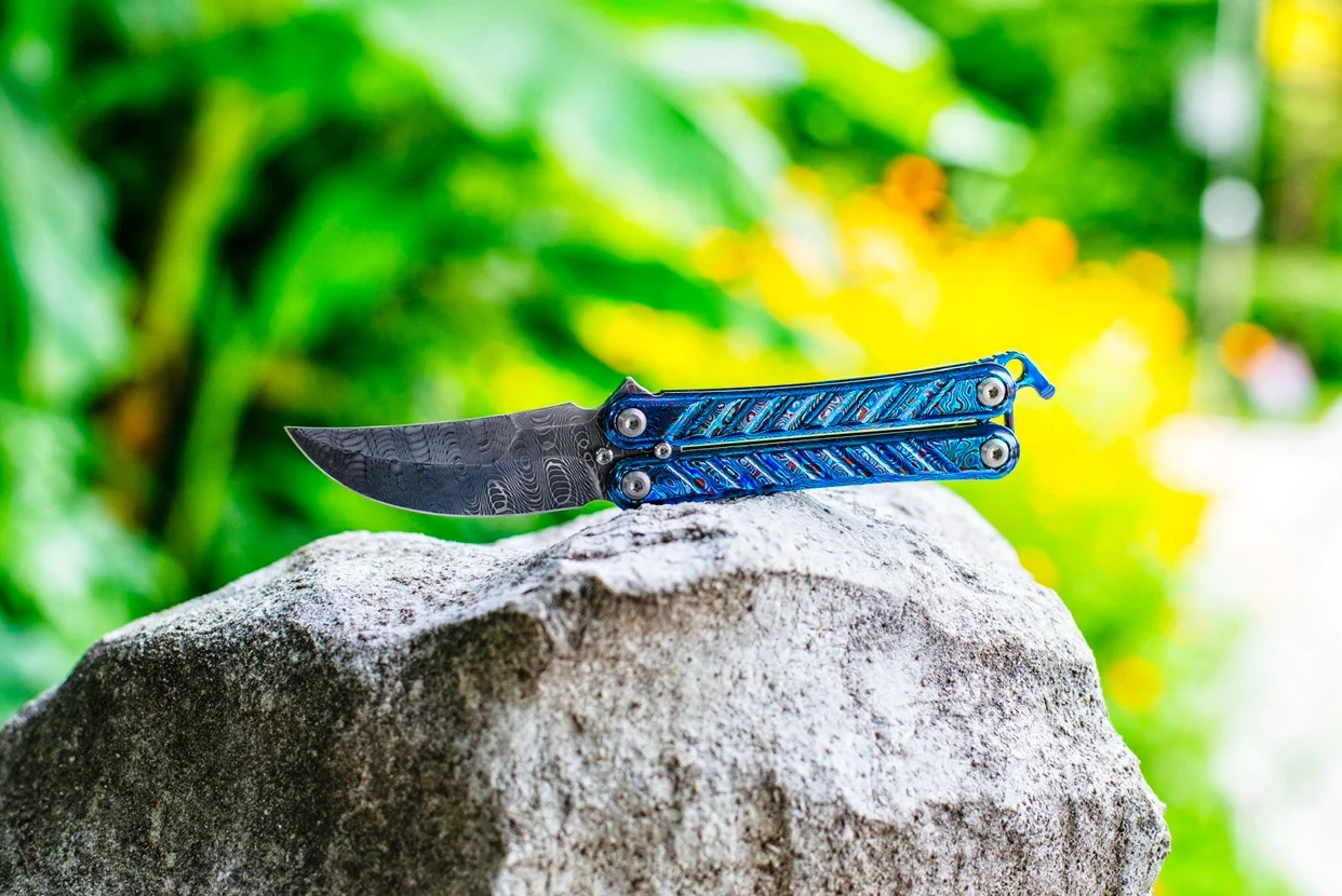 MoyeWorks High-end Limited Edition Titanium Damascus Handle Blade Portable Detachable Knife Collection | Инструменты