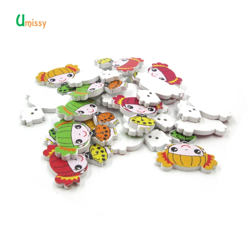 20 шт. милые деревянные пуговицы для девочек декоративные рукоделия цветные Botones