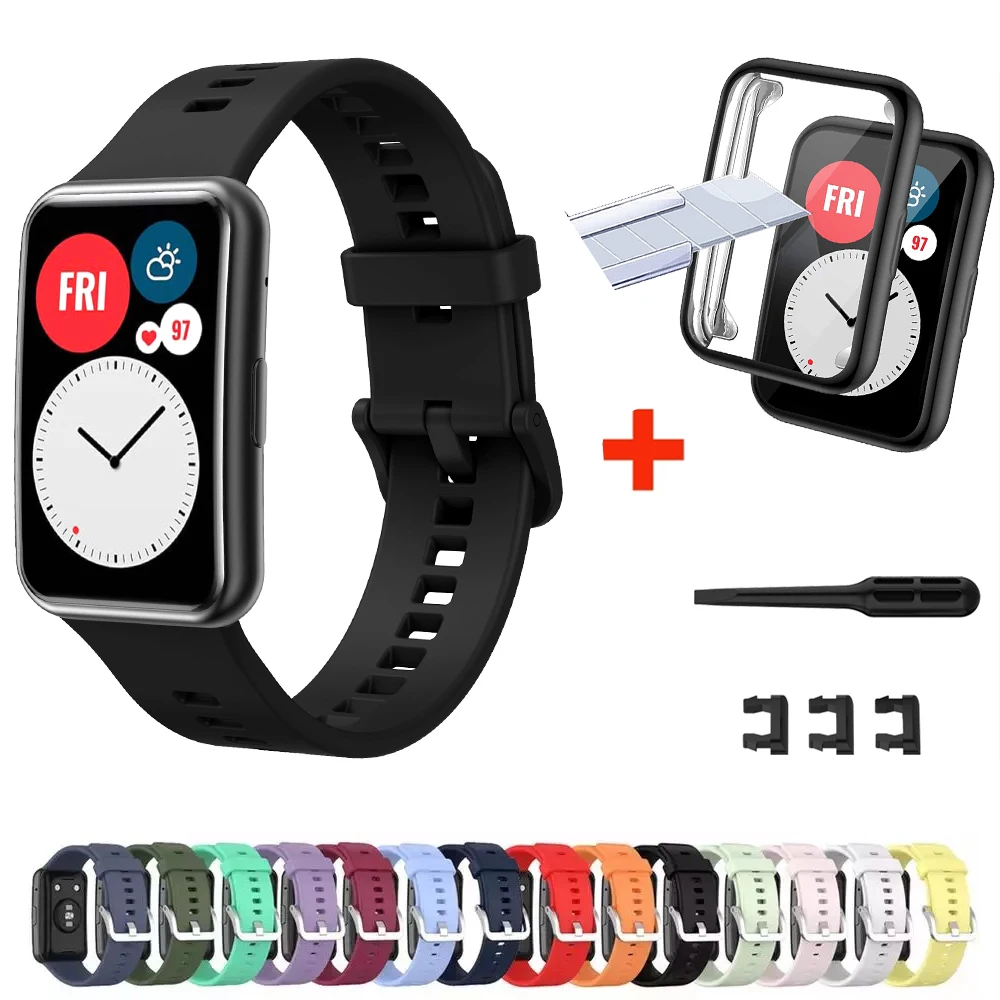 

case+Silicone strap For Huawei watch fit band Screen protection Bumper frame with bracelet watch band for Huawei Watch Fit cover