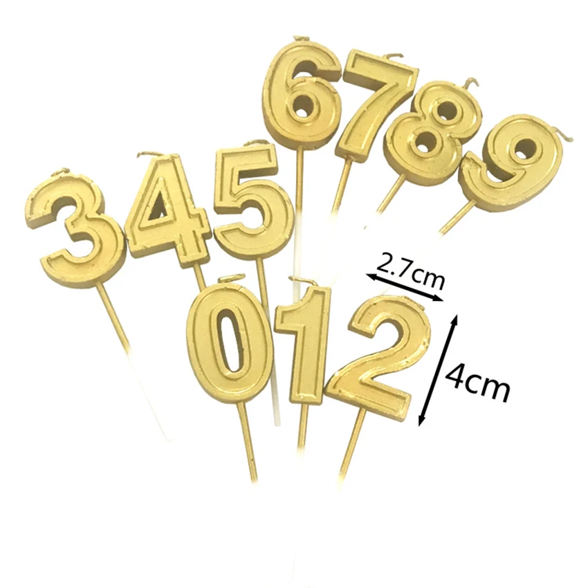 Golden Number Birthday Candle for Happy Party 0-9 Cake Topper Decoration Adults Kids | Дом и сад