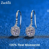 14k white gold 0 5 carat moissanite halo dangle earrings for women 925 sterling silver drop earrings wedding engagement jewelry