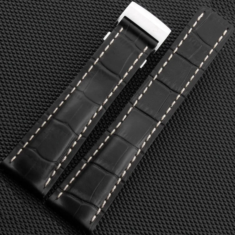 Новый 22mm24mm для Breitling ручной ремешок из воловьей кожи с бамбуковым + раза застежка