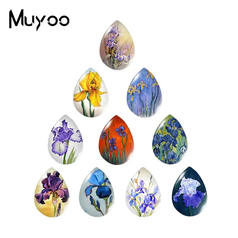Новинка 2019 картины с ирисами кабошон в форме слезы фиолетовые цветы стеклянные