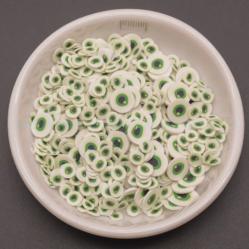 65 г полимеры в форме зеленых глаз глиняные ломтики разбрызгивают для украшения