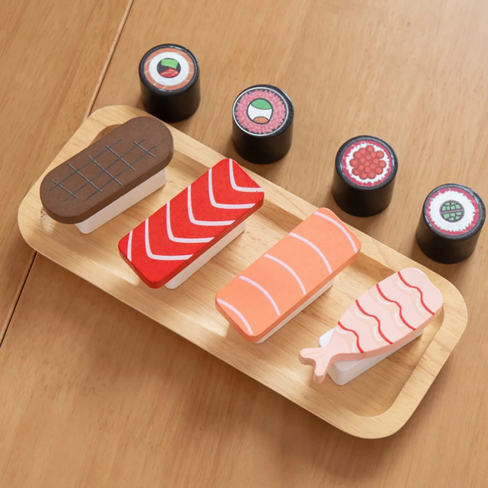 

1 Set of Children Wooden Simulation Sushi Group Simulated Food Toys for Kids