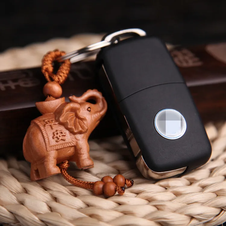 2020 с принтом в виде слона для персик деревянный брелок ключей обоих концах