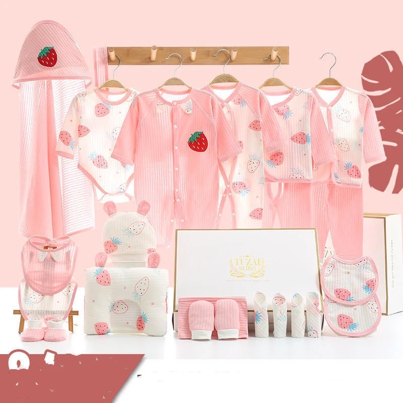 

Newborn Cotton Lovely Clothes Suit Spring and Summer Children's Print Warmth Fashion Baby Full Moon Supplies Without Box XB83