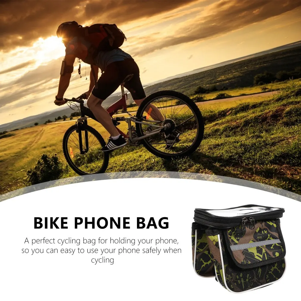 

1pc Bike Front Frame Phone Bag Bike Touch Screen Phone Holder for Cycling