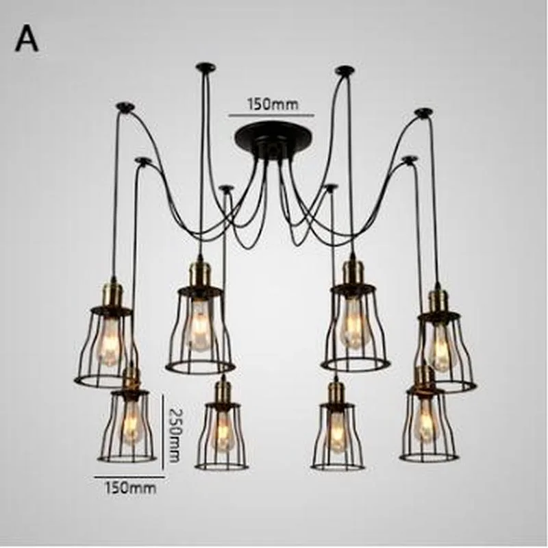 Винтажные подвесные светильники в виде паука лампа E27 промышленное освещение
