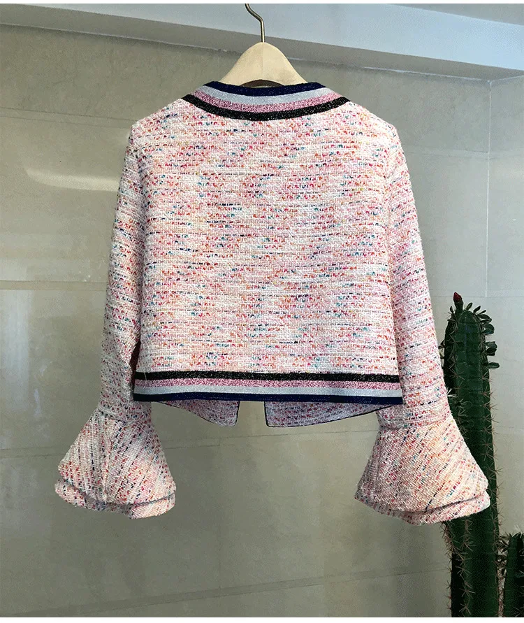 Женский модельный костюм элегантный офисный деловой твидовый пиджак розовая