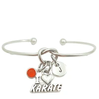 i love karate sport retro creative initial letter monogram birthstone adjustable bracelet fashion jewelry women gift pendant