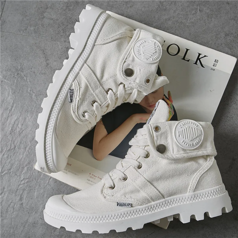 

2021 New Autumn Women Turned-over Edge Ankle Boots Fashion Brand Canvas Winter Boots Outdoor Martin Boots for Botas Mujer