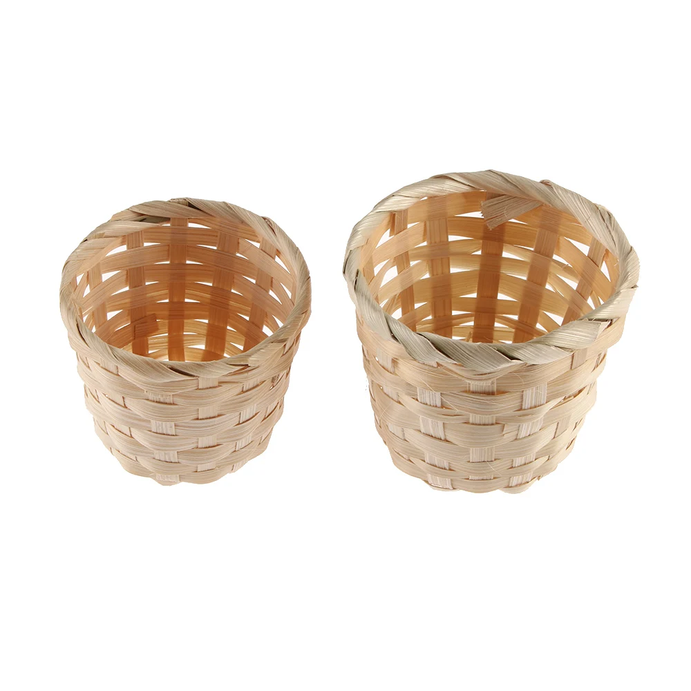 1PCs Small Basket Desktop Finishing Home Storage Bamboo Weaving Products Sundries Organizer Rattan Plant Box Wicker | Дом и сад