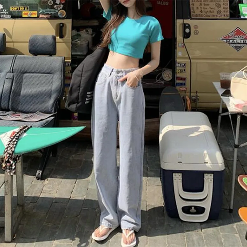 

NEW Woman Jeans High Waist Clothes Wide Leg Denim Clothing Blue Streetwear Vintage Quality Fashion Harajuku Straight Pants