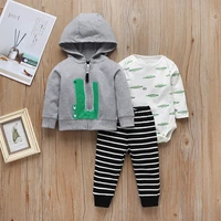 infant baby boy girls clothes 2021 autumn winter warm hooded coatbodysuitpants 3 pieces bebe kids clothing outfits sets