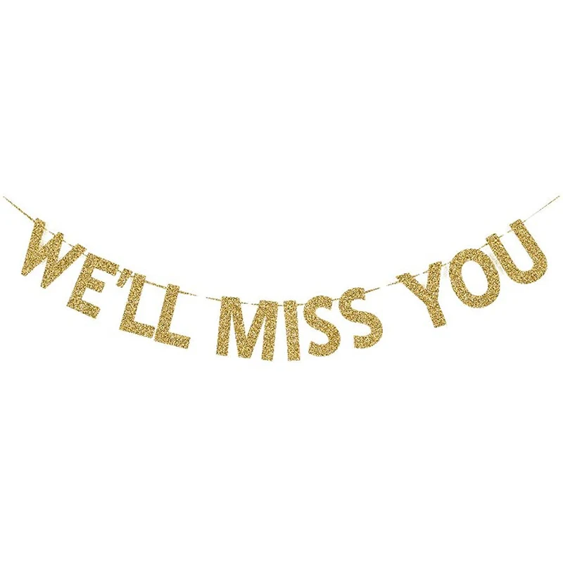

Мы будем с надписью «Miss You» золотого цвета с блестками баннер Выпускной вечерние Прощай вечерние украшения