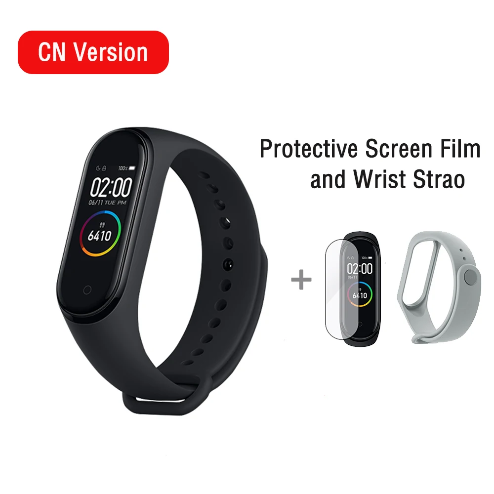 Xiaomi mi Band 4 Smart mi band 3 Цвета экран браслет пульсометр фитнес музыка Bluetooth 50 м водонепроницаемый бандаж 4 - Цвет: with two1