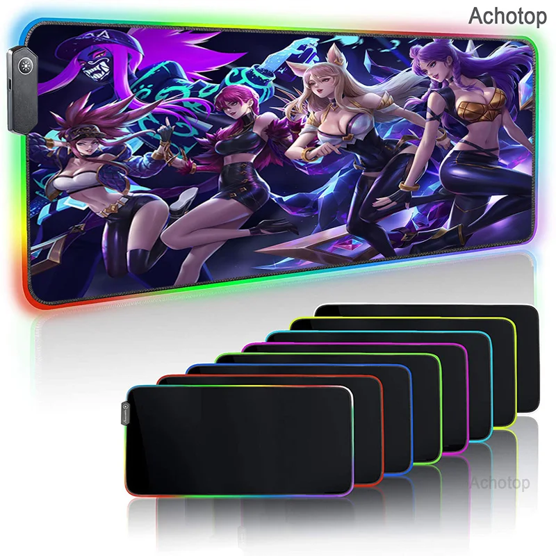

LOL KDA ALL OUT Seraphine Gaming Mouse Pad Led Computer Mousepad Large Gamer RGB Big Mouse Carpet PC Desk RGB Mouse Mat Anime