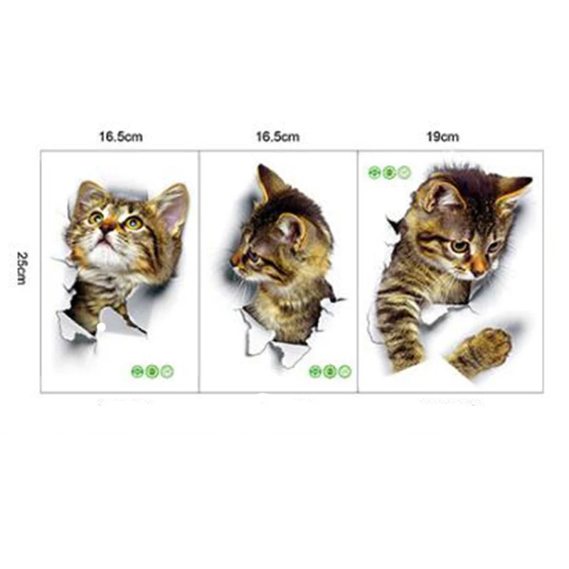 

Cat Vivid 3D Smashed Switch Wall Sticker Bathroom Toilet Kicthen Decorative Decals Funny Animals Decor Poster PVC Mural Art