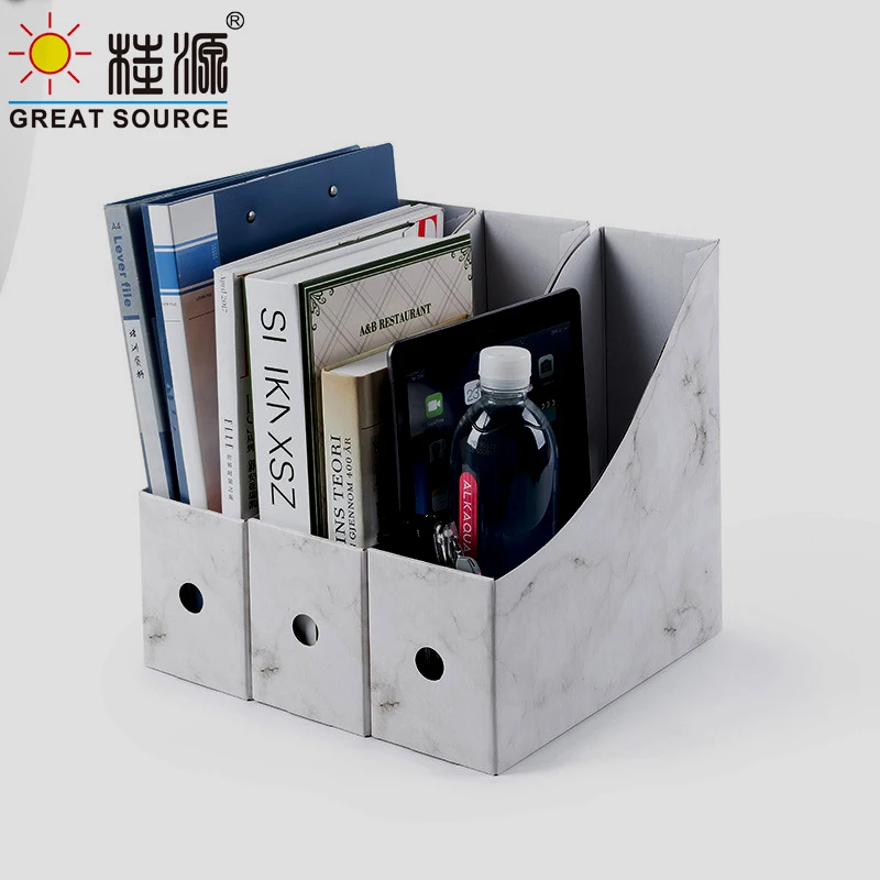 Foldaway File Holder Marble Newspaper Box Desk Top Organizer Magazine Bookend White Corrugated Paper Office Stationery(10PCS)）