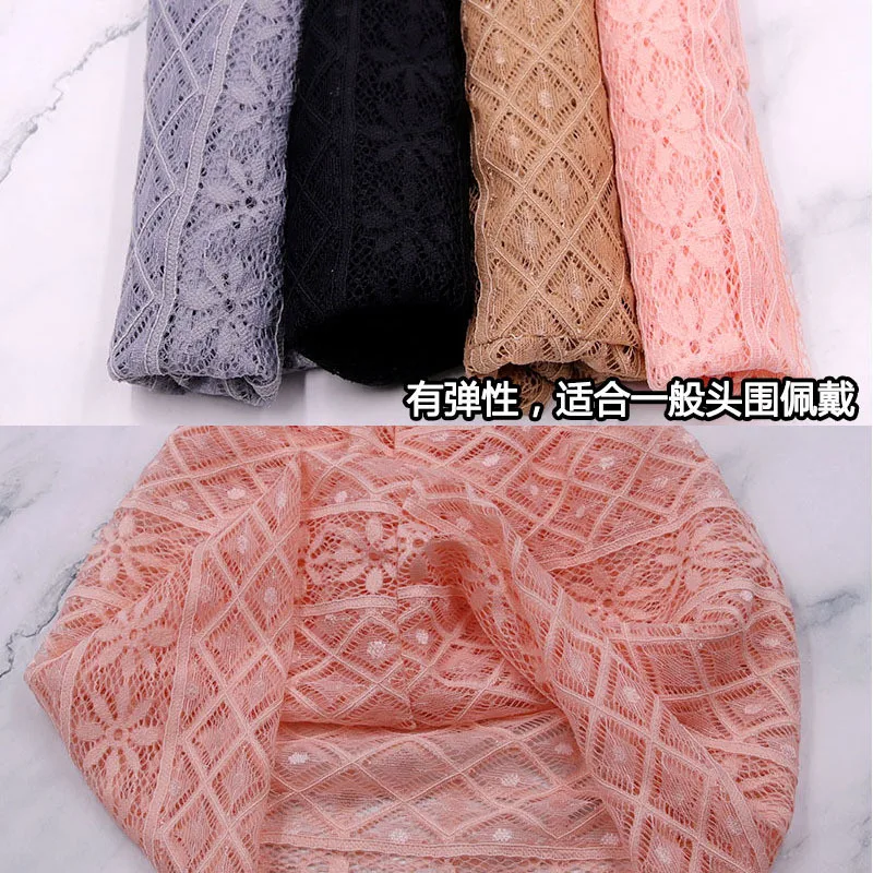 

Breathable Women Lace Muslim Headscarf Hat Summer Thin Head Cover Turban Bonnet Ready to Wear Inner Hijabs Islamic Headwrap Cap