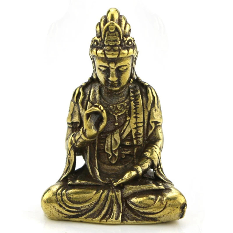 Chinese Buddha Statue Bronze Pure Brass Pocket Decoration Ornament Attachment AU
