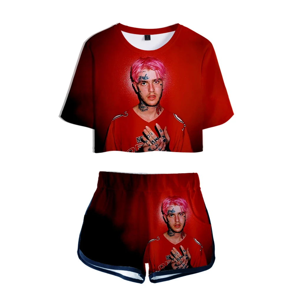 

lil peep Sport suit Modis Hot Sexy Two Piece Sets Soft T-shirt Elastic Shorts Kpop Harajuku Lil Peep Sexy Tops + Shorts Sets
