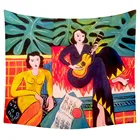 Реалистичный женский концерт, играющий на скрипку, и одна женщина читает удовольствие от музыки и вдохновение, тапра, украшение для дома, стена