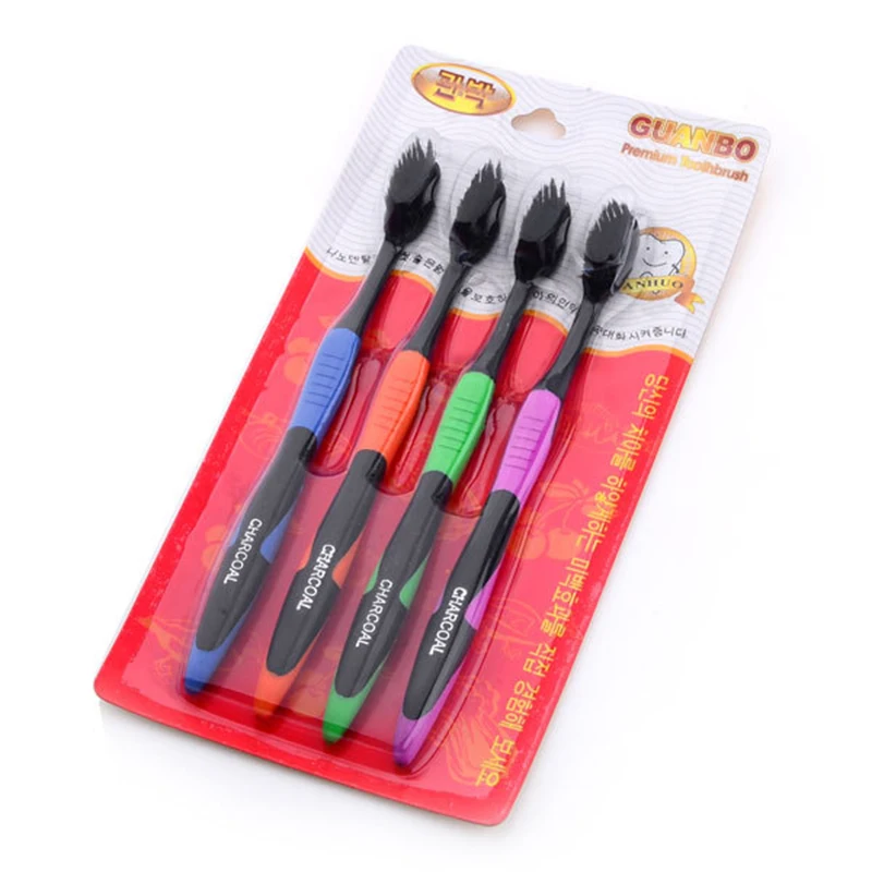 4 шт./лот бамбуковая зубная щетка из древесного угля Nano Профессиональные взрослых