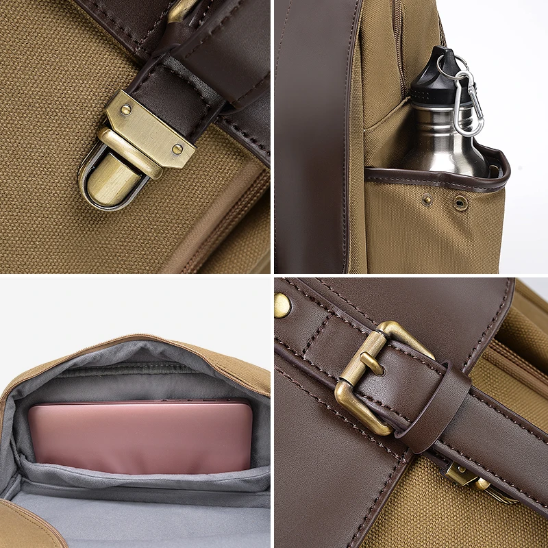 Caden Professional Camera Retro Canvas Waterproof DSLR Backpack fit 16in Laptop w Rain Cover for Canon Nikon Travel Outdoor SLR |