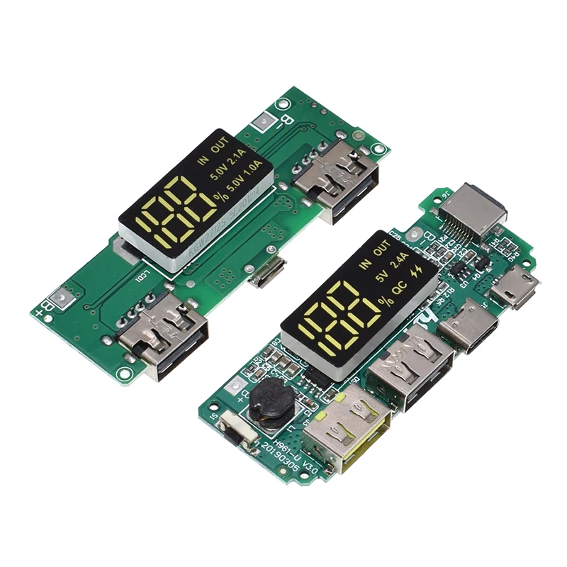 Светодиодный двойной USB 5 В 18650 а Micro/Type C внешний аккумулятор модуль зарядки