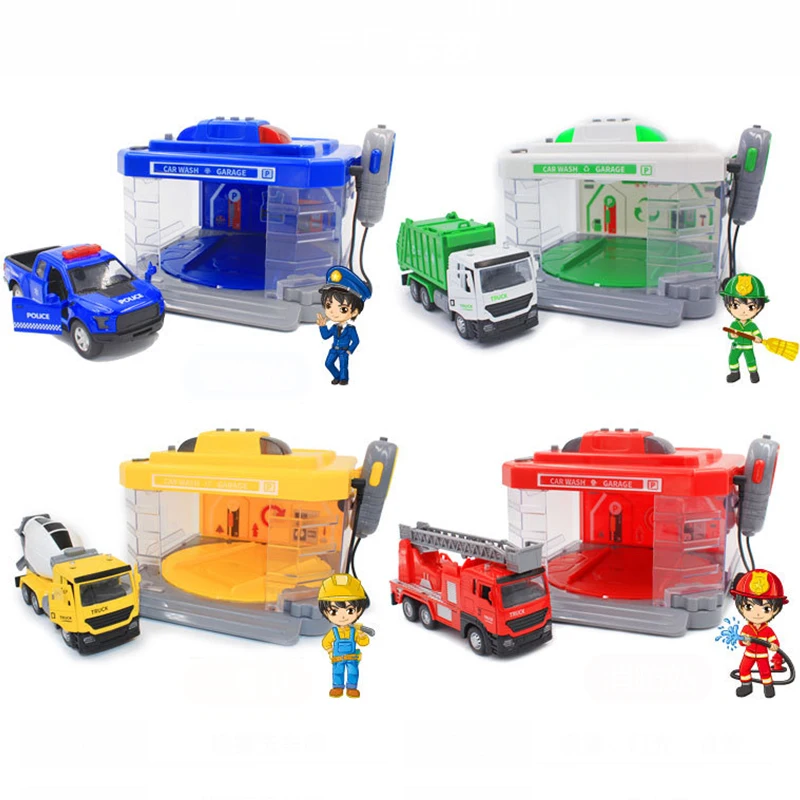1:32 Simulation Spray Parking Lot Model Scene Boys Toys Alloy Car Washing Garage Call Machine Kids Children Birthday Gift CT0148 | Игрушки и