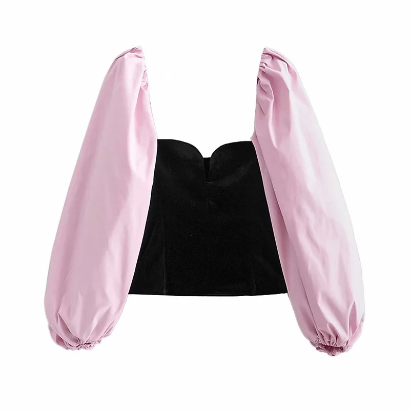 

Pink Tops Vintage Blouse Celebrities Ladies Shirt Loose 2021 Spring Autumn Elegant Sweet Shirt Lantern Sleeve