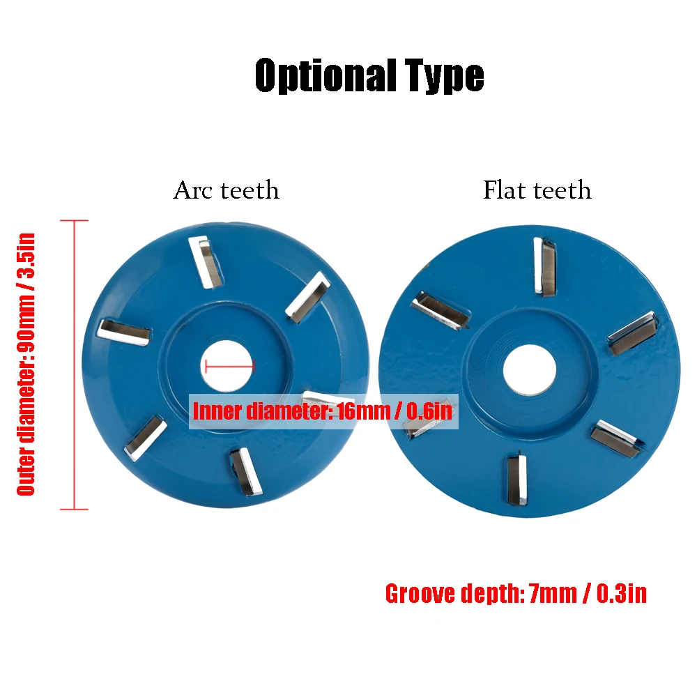 

Three Teeth Power Wood Carving Disc Tool Milling Cutter for 16mm Aperture Angle Grinder
