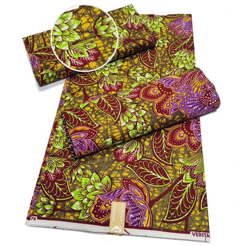 

Новейшие высококачественные африканские нигерийские принты из 100% хлопка, Золотая восковая ткань Анкары, настоящий восковой Воск из Ганы под настоящее золото, 6 ярдов для платья