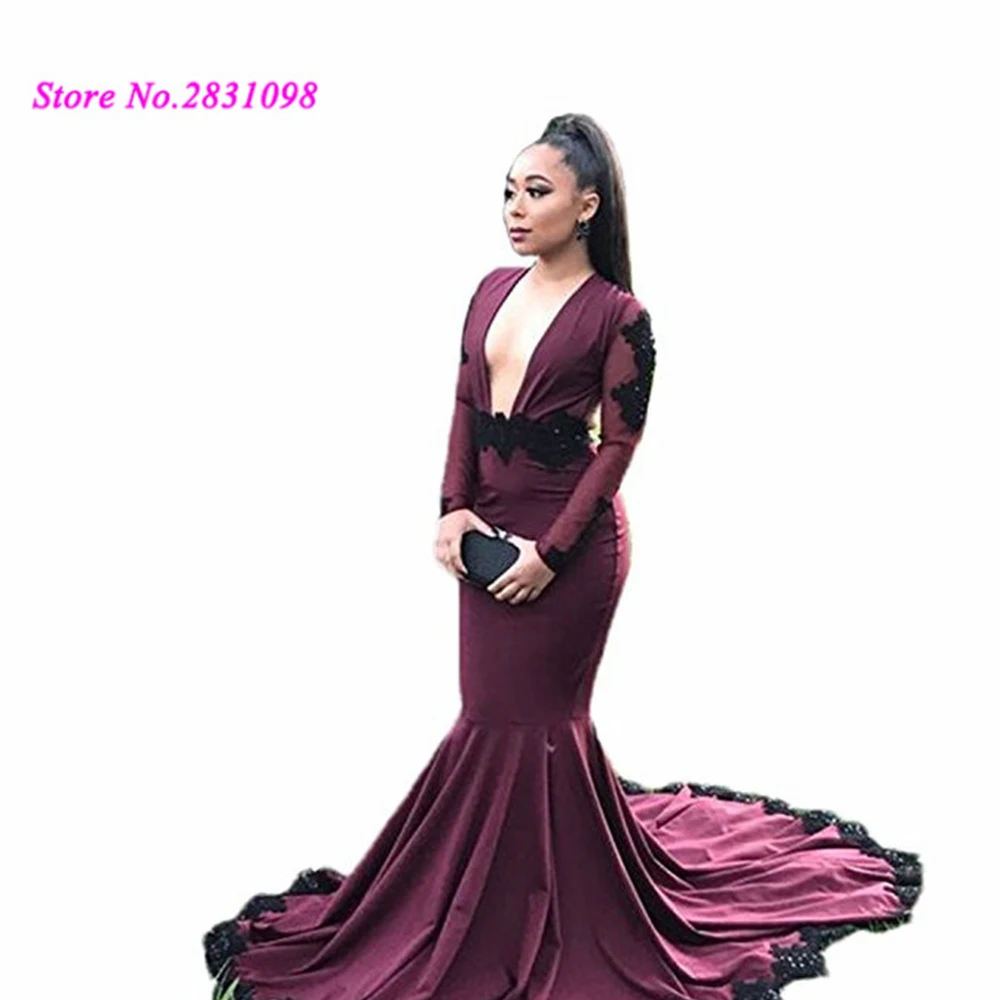 Robe de Soiree длинное сексуальное кружевное вечернее платье с v образным вырезом и