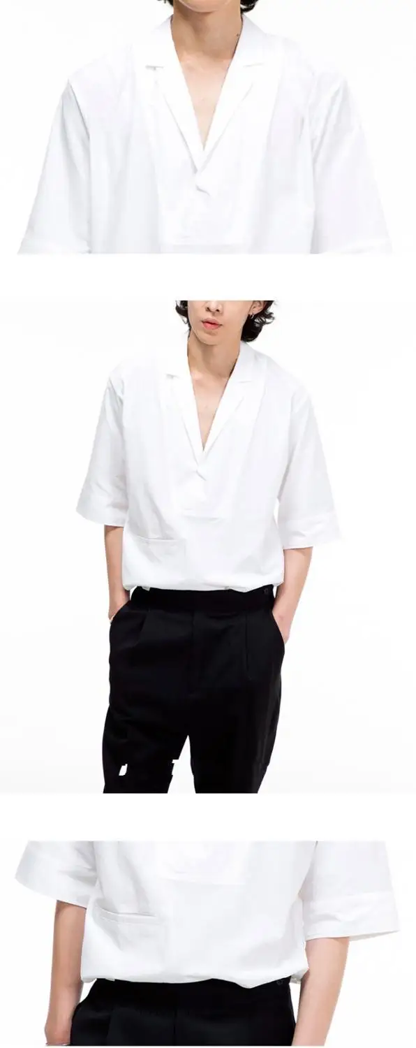 

New Men's clothing GD Hair Stylist fashion pullover V collar half sleeve Shirt plus size costumes