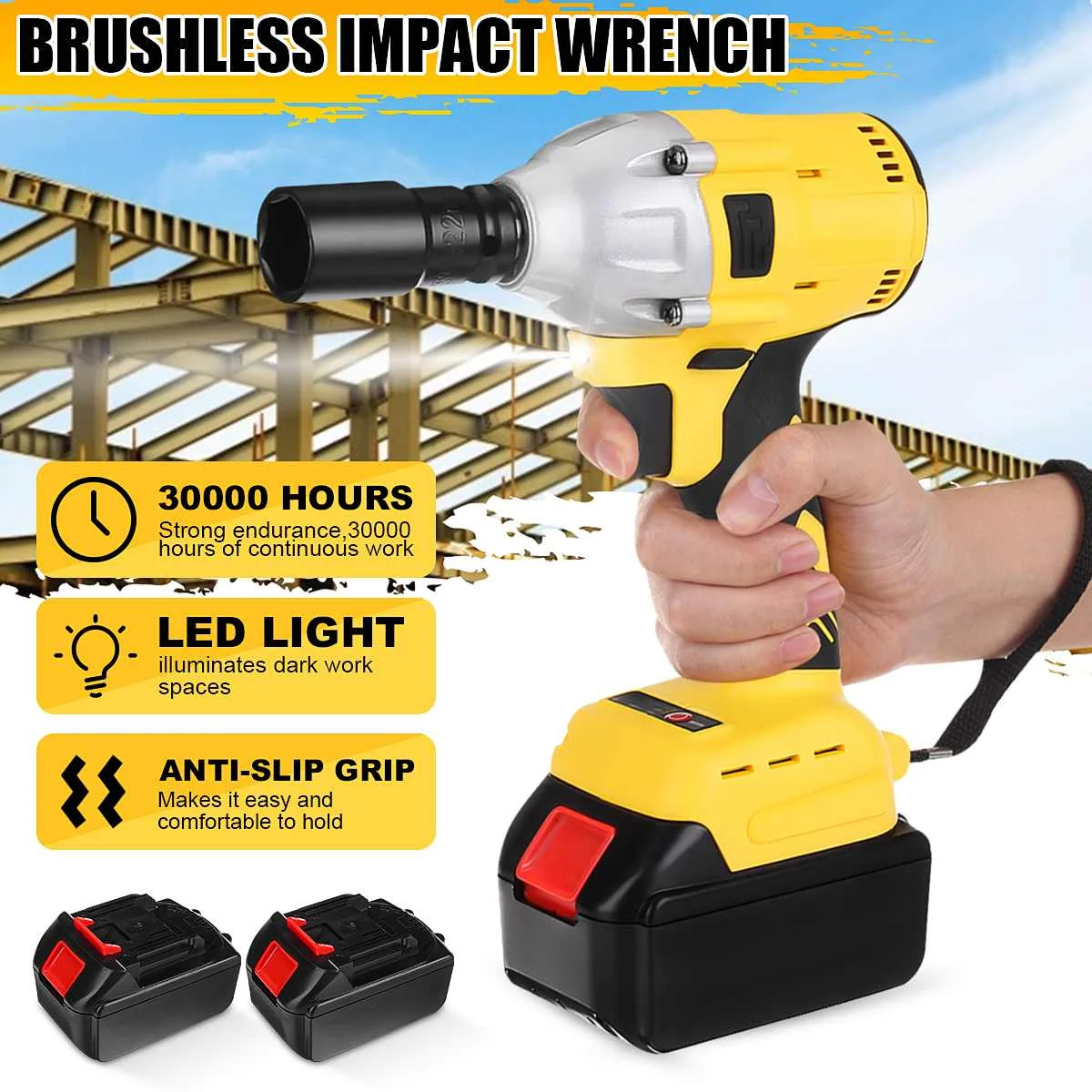 

2021 300N M. 88VF Rechargeable Battery Brushless Accumulator Wrench 3000mah Li-ion Battery Impact Screwdriver Impact wrench