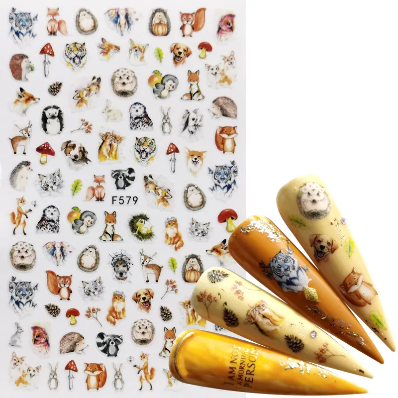 

1PC 3D Adhesive Nail Stickers Decal Emboss Flower Plant Animal Slider Nail Art Decoration Valentine Design Manicure