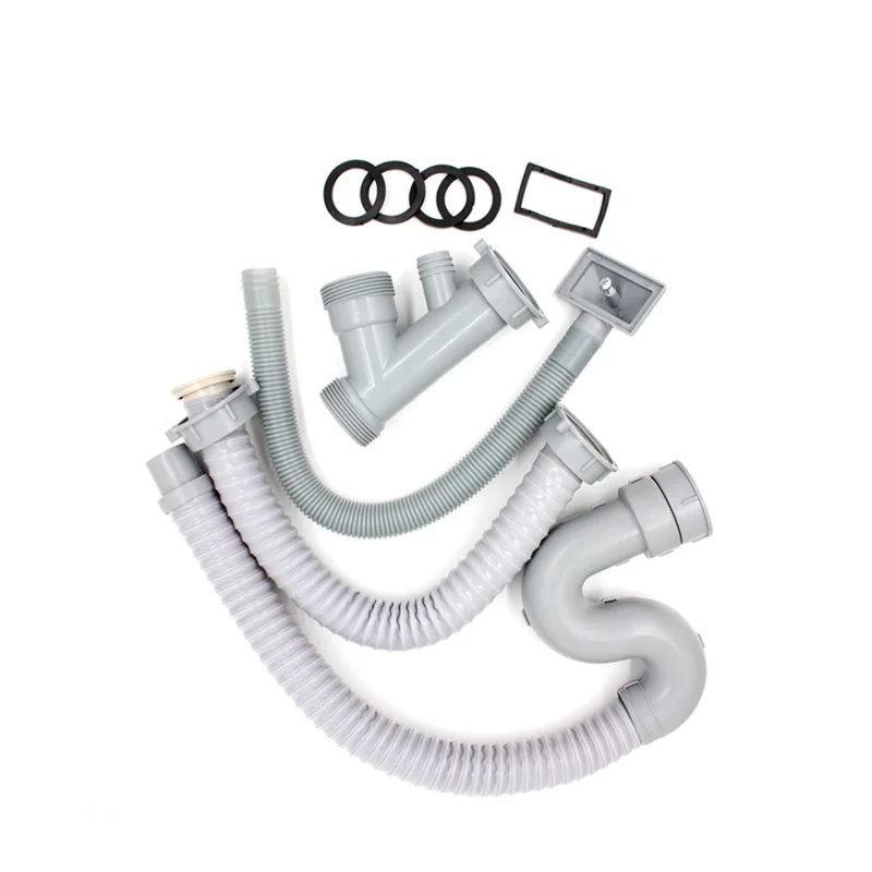 

Kitchen Basins Down-flow Pipe Double Basin Drainer Pipes Thickened Double Groove Drainer Deodorant S Bending Drainers Sink Sewer