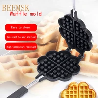 beemsk heart shape egg waffle bake mold pan nonstick double side biscuits muffin mould pot bakeware baking tools for gas stove